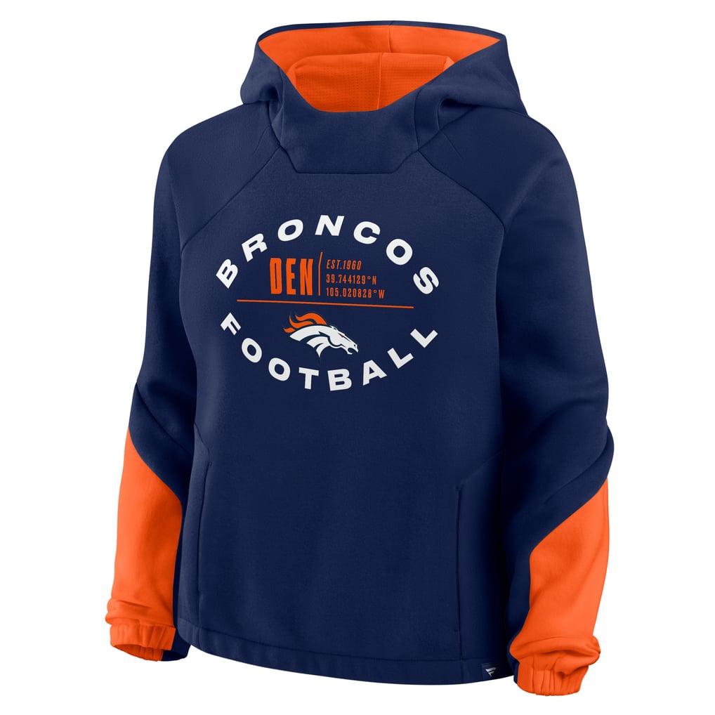 Denver Broncos Fanatics Women's Oversized Redzone Bubble Screen Pullover Hoodie - Navy